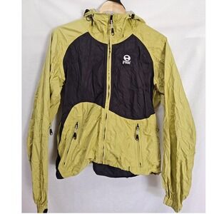 Ground Performance Lightweight Hooded Jacket Lime Green Black‎ Zip Up Packable M